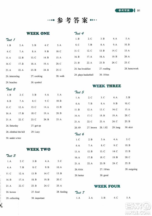 中国电力出版社2019快捷英语周周练听力八年级上册第七版答案 中国电力出版社2019快捷英语周周练听力八年级上册第七版答案