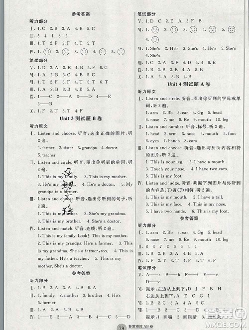 2019秋非常海淀单元测试AB卷三年级英语上册鲁科版答案