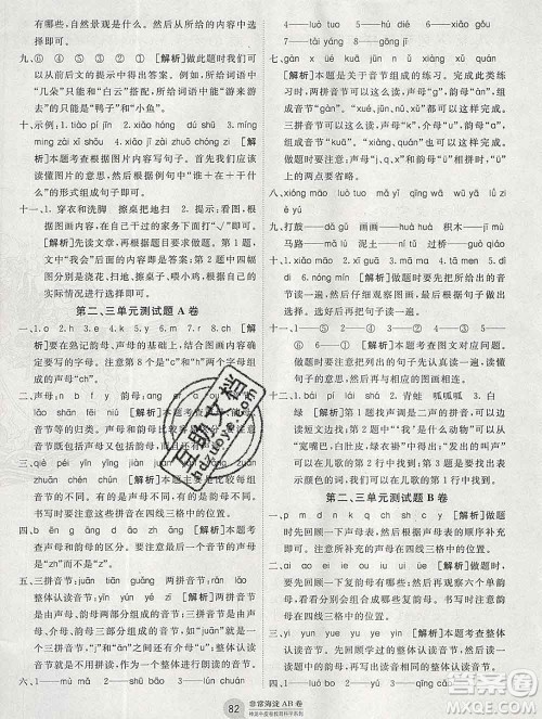 2019秋非常海淀单元测试AB卷一年级语文上册人教版答案 2019秋非常海淀单元测试AB卷一年级语文上册人教版答案