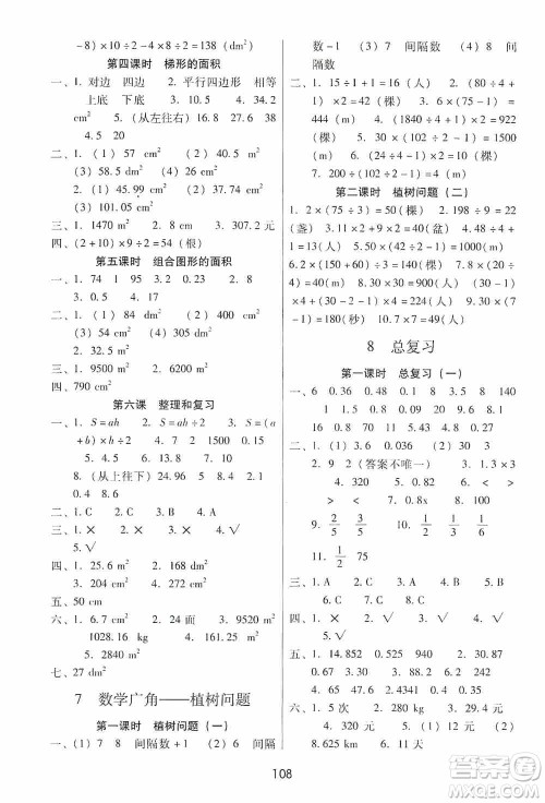 2019课课练云南师大附校全优作业五年级上册数学答案