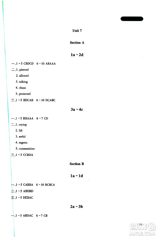 2019年新课程实践与探究丛书英语九年级上册人教版参考答案 2019年新课程实践与探究丛书英语九年级上册人教版参考答案