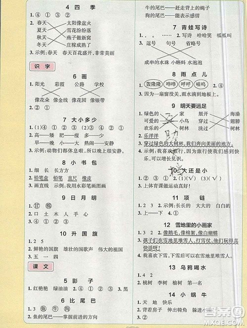 陕西师范大学出版社2019年小学学霸冲A卷一年级语文上册人教版答案 陕西师范大学出版社2019年小学学霸冲A卷一年级语文上册人教版答案