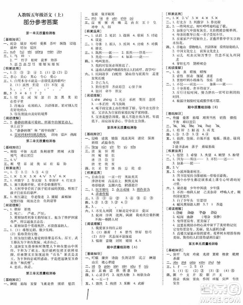 海南出版社2019云南师大附小一线名师核心试卷五年级语文上册人教版答案