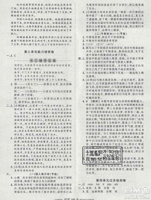 2019秋人教版王朝霞培优100分五年级语文上册答案 2019秋人教版王朝霞培优100分五年级语文上册答案