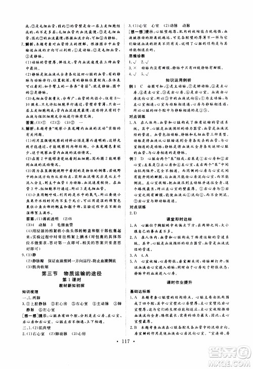 2019年新动力课堂与检测生物学七年级上册参考答案 2019年新动力课堂与检测生物学七年级上册参考答案