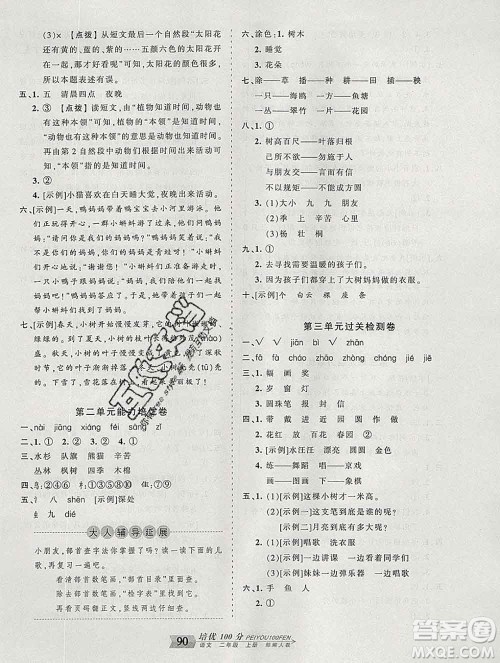 2019秋人教版王朝霞培优100分二年级语文上册答案 2019秋人教版王朝霞培优100分二年级语文上册答案