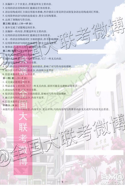 2020届天一大联考高三二联全国版Q版英语答案 2020届天一大联考高三二联全国版Q版英语答案