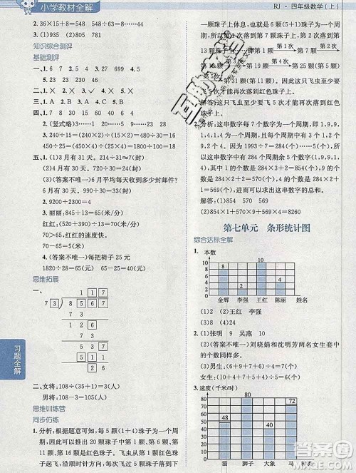 陕西人民教育出版社2019秋小学教材全解四年级数学上册人教版答案 陕西人民教育出版社2019秋小学教材全解四年级数学上册人教版答案