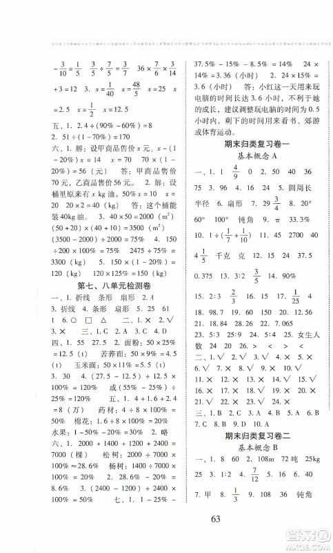 晨光出版社2019名师大课堂同步核心练习+试卷六年级数学上册人教版答案 晨光出版社2019名师大课堂同步核心练习+试卷六年级数学上册人教版答案