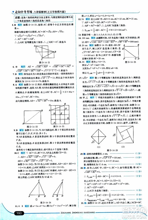 金星教育2019年走向中考考场八年级上数学华东师大版参考答案