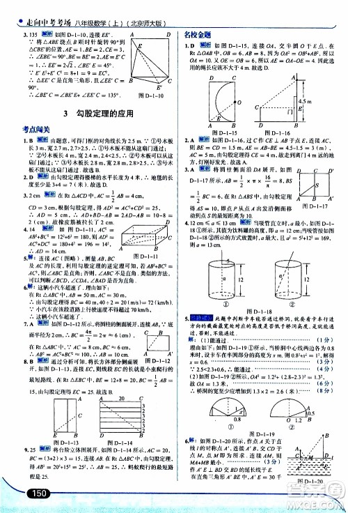 金星教育2019年走向中考考场八年级上数学北京师大版参考答案