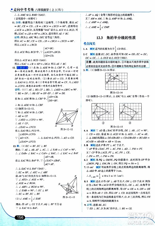 金星教育2019年走向中考考场八年级上数学RJ人教版参考答案