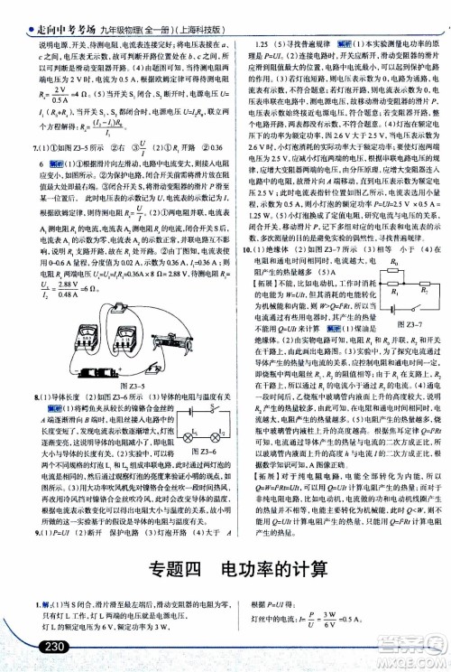 金星教育2019年走向中考考场九年级全一册物理上海科技版参考答案