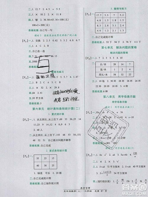 2019秋高效课时通10分钟掌控课堂五年级数学上册江苏版答案