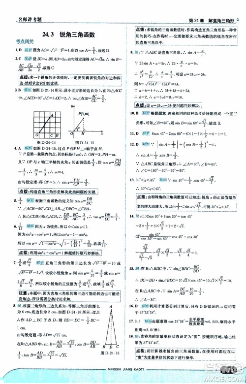 金星教育2019年走向中考考场九年级上数学华东师大版参考答案
