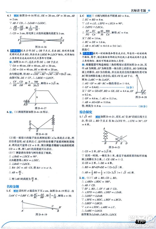 金星教育2019年走向中考考场九年级上册数学北京师大版参考答案