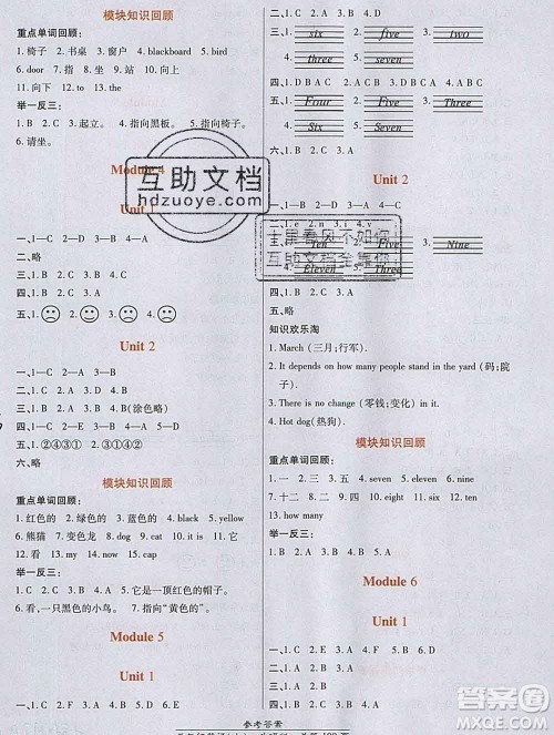 2019秋高效课时通10分钟掌控课堂三年级英语上册外研版答案