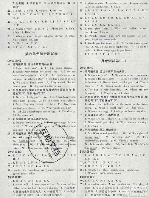 新世纪出版社2019年同步跟踪全程检测四年级英语上册苏教版答案