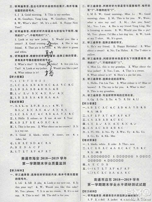 新世纪出版社2019年同步跟踪全程检测三年级英语上册苏教版答案 新世纪出版社2019年同步跟踪全程检测三年级英语上册苏教版答案