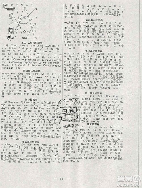 合肥工业大学出版社2019秋赢在课堂一年级语文上册人教版RJ答案