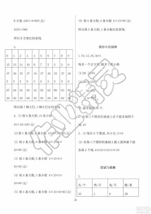 海天出版社2019知识与能力训练三年级数学上册北师大版A版答案