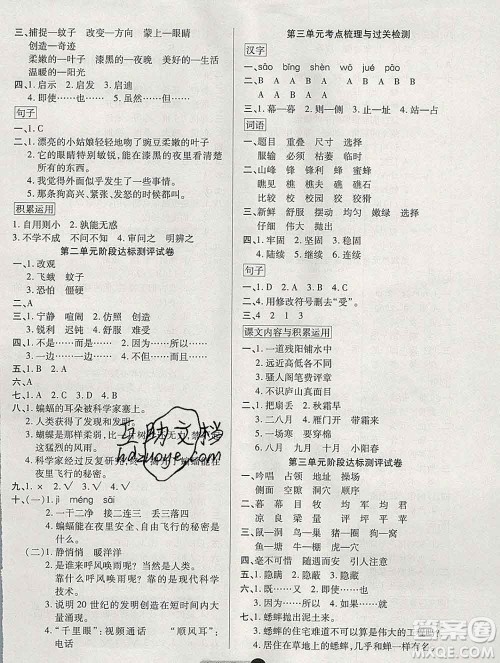 电子科技大学出版社2019秋金卷1号四年级语文上册人教版答案 电子科技大学出版社2019秋金卷1号四年级语文上册人教版答案