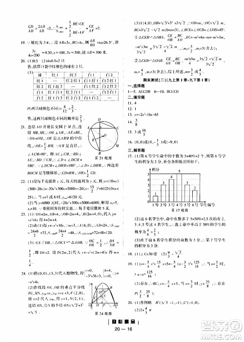 励耘书业2019年励耘活页九年级全一册数学浙教版参考答案 励耘书业2019年励耘活页九年级全一册数学浙教版参考答案