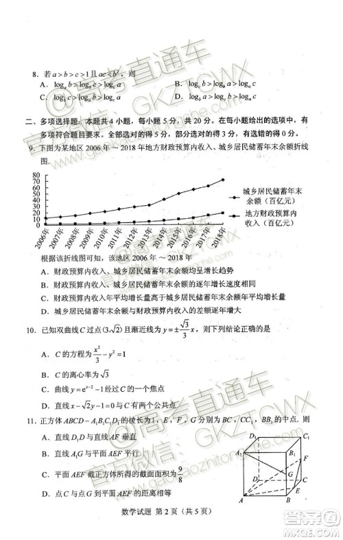 2020届山东省夏季高考模拟考试数学试题及参考答案 2020届山东省夏季高考模拟考试数学试题及参考答案