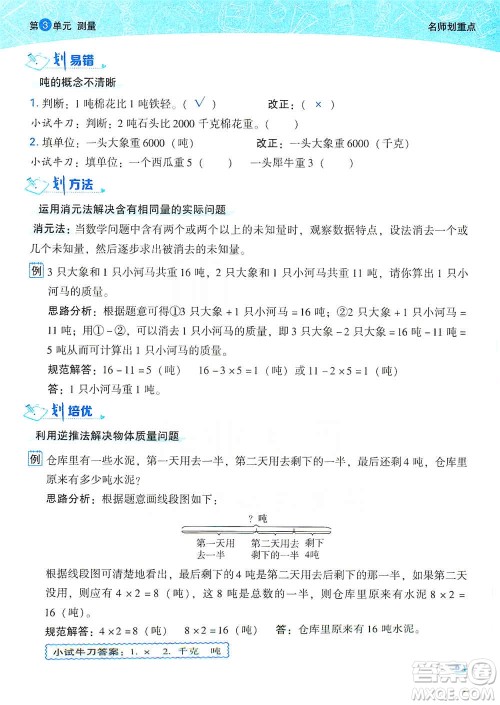 2019典中点名师划重点三年级数学上人教版答案