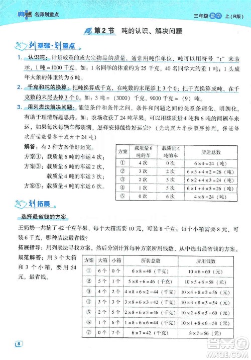 2019典中点名师划重点三年级数学上人教版答案