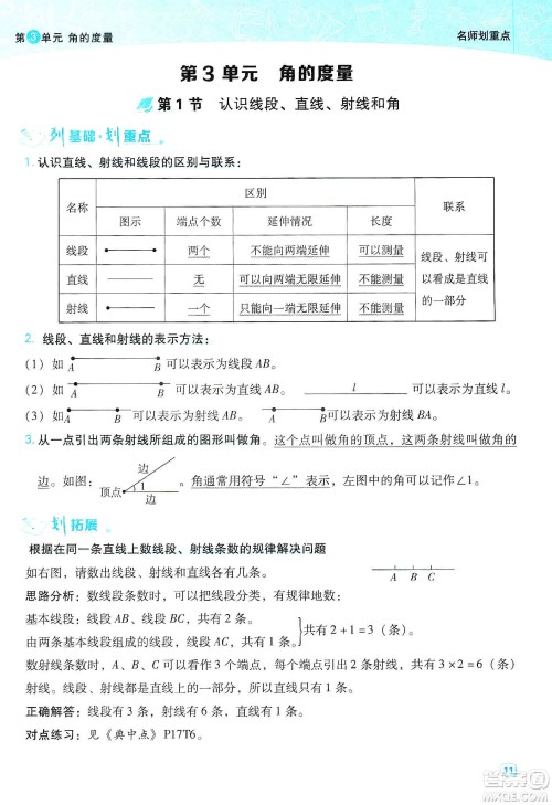 2019典中点名师划重点四年级数学上册人教版答案