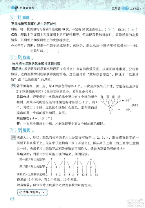 2019典中点名师划重点五年级数学上册人教版答案 2019典中点名师划重点五年级数学上册人教版答案