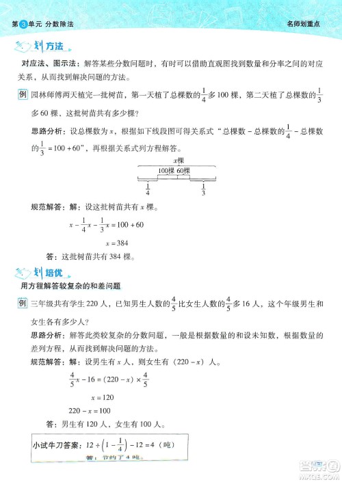 2019典中点名师划重点六年级数学上册人教版答案