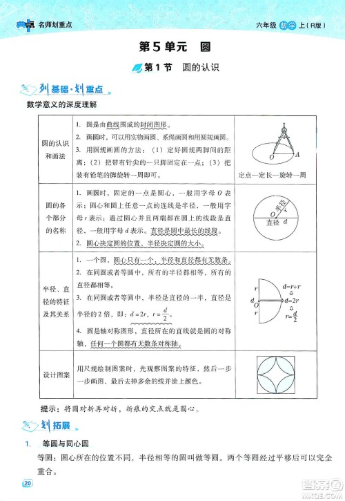 2019典中点名师划重点六年级数学上册人教版答案