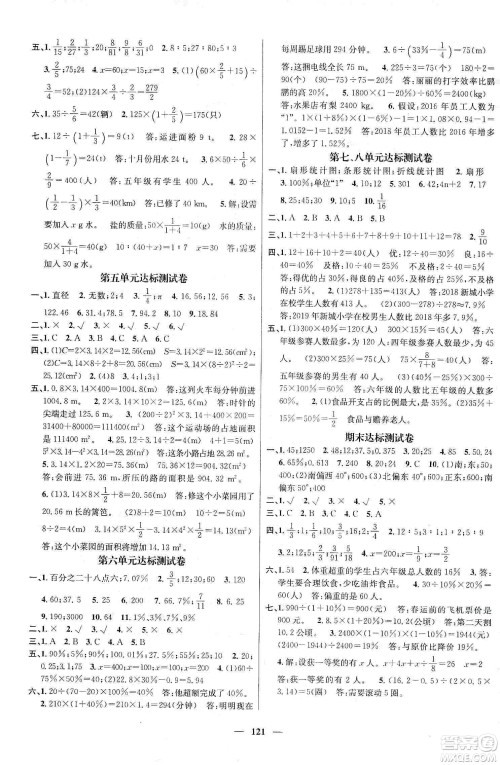 江西教育出版社2019名师测控六年级数学上册人教版答案