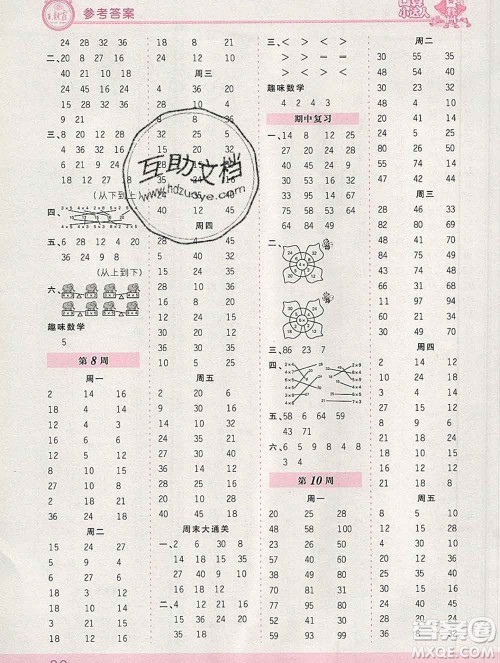 2019秋新版王朝霞口算小达人二年级数学上册北师版参考答案