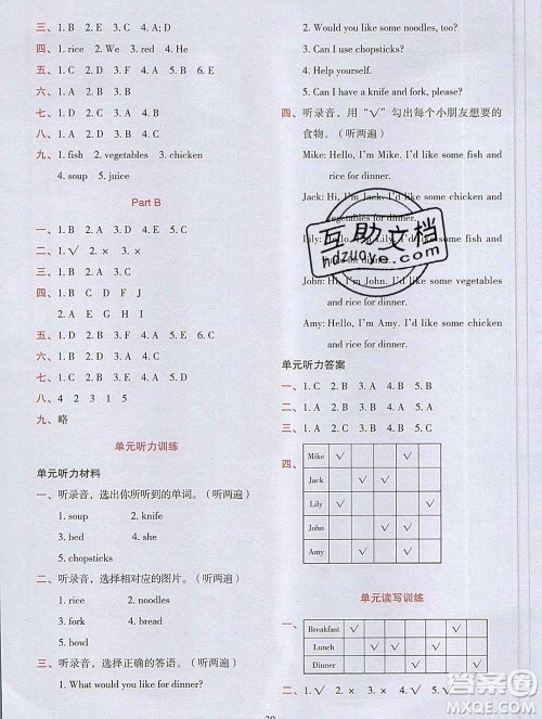 吉林出版集团股份有限公司2019年学霸成长课堂四年级英语人教版答案