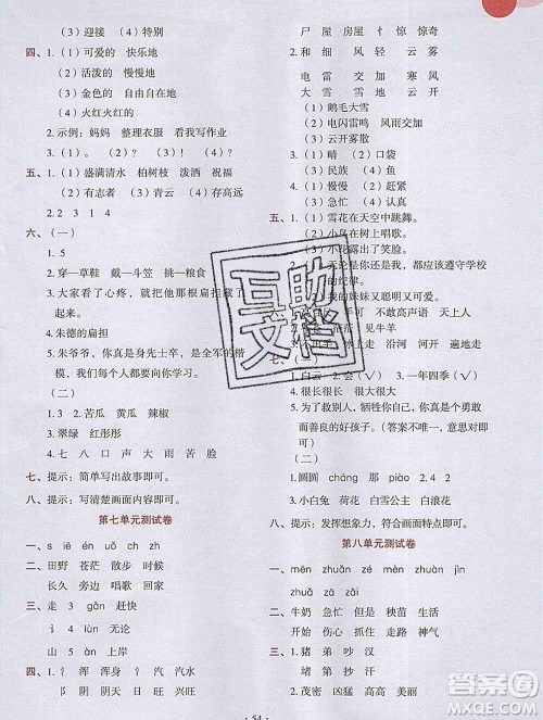 吉林出版集团股份有限公司2019年学霸成长课堂二年级语文人教版答案