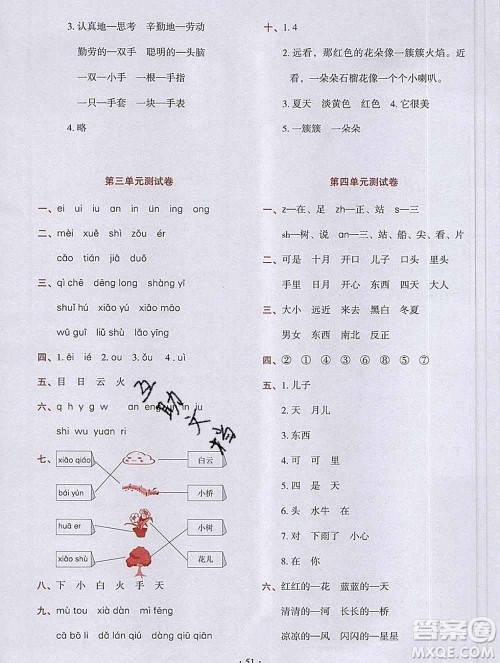 吉林出版集团股份有限公司2019年学霸成长课堂一年级语文人教版答案