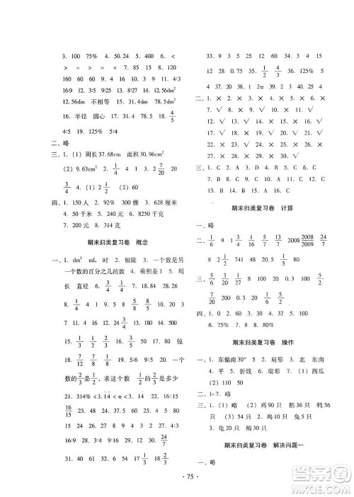 云南教育出版社2019金牌试卷秋一线名师提优试卷六年级数学上册答案