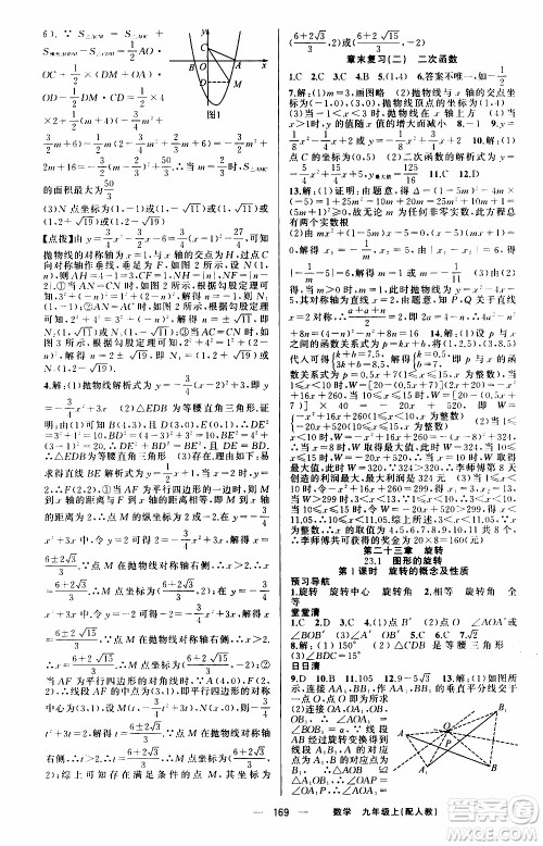 2019年我的书会讲课四清导航数学九年级上RJ人教版参考答案