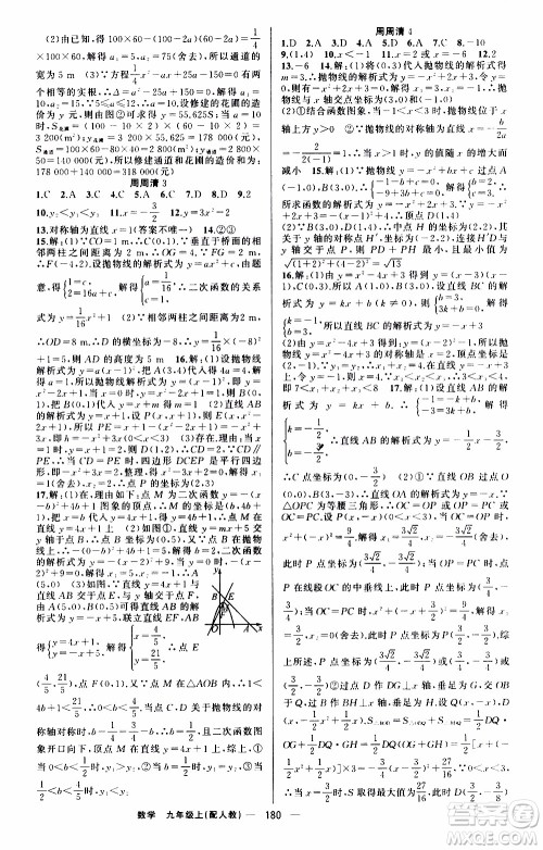 2019年我的书会讲课四清导航数学九年级上RJ人教版参考答案