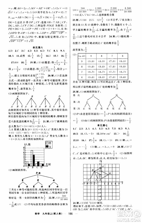 2019年我的书会讲课四清导航数学九年级上RJ人教版参考答案