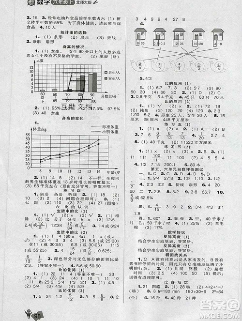 辽海出版社2019秋季新课程能力培养六年级数学上册北师版答案