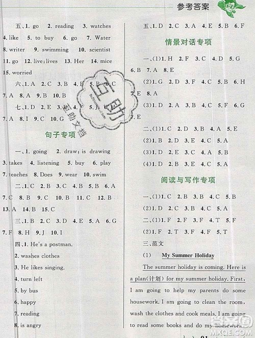 2019年小学同步考优化设计小超人作业本六年级英语上册人教版答案 2019年小学同步考优化设计小超人作业本六年级英语上册人教版答案