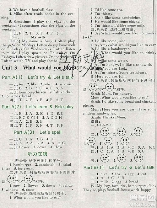 2019年小学同步考优化设计小超人作业本五年级英语上册人教版答案 2019年小学同步考优化设计小超人作业本五年级英语上册人教版答案