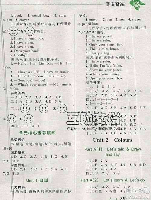 2019年小学同步考优化设计小超人作业本三年级英语上册人教版答案 2019年小学同步考优化设计小超人作业本三年级英语上册人教版答案