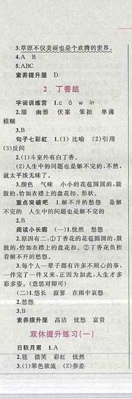 2019年小学同步考优化设计小超人作业本六年级语文上册人教版答案