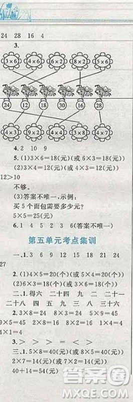 2019年小学同步考优化设计小超人作业本二年级数学上册北师版答案