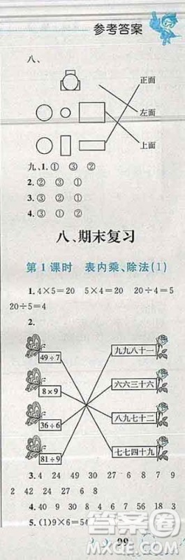 2019年小学同步考优化设计小超人作业本二年级数学上册苏教版答案